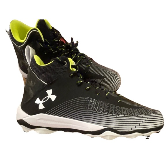 NWOB Under Armour Hammer 2.0 MC Football Cleats‎ Shoes Black/Silver Men\'s 8.5 D main image 10